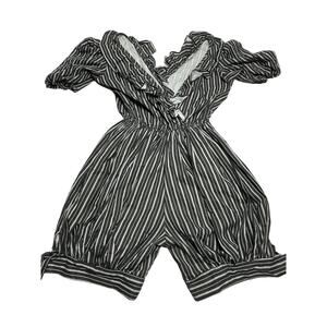 Vintage St. Barth’s Ruffle Romper Women’s 9 Black White Stripe 80s Made in USA
